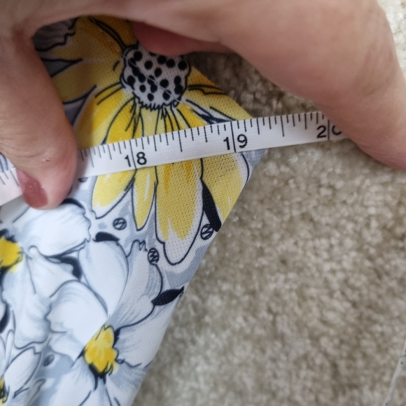 Vintage Heather Valley Dress Size 14 1970's Yellow Grey Daisy Sleeveless Button - Picture 9 of 10